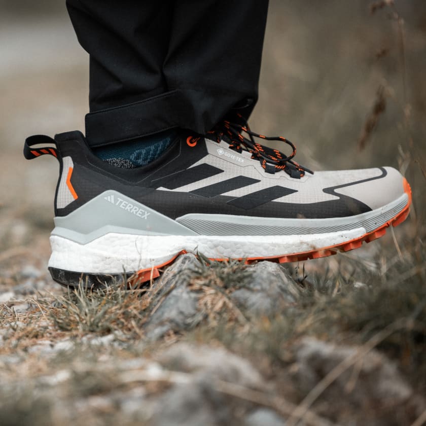 Adidas Men's Terrex Free Hiker 2.0 Low Gore-Tex in Wonder Beige Core Black Semi Impact orange - Image 8