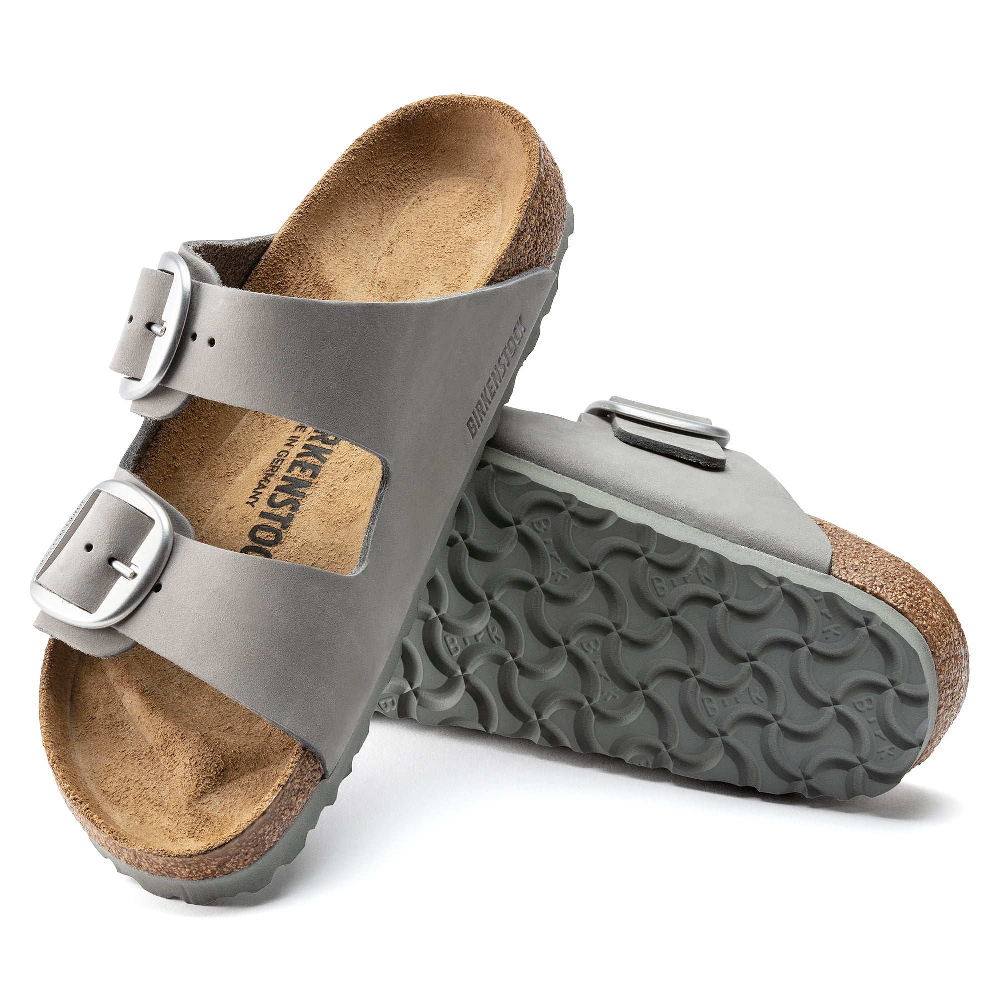 Birkenstock Arizona Big Buckle Nubuck Leather in Dove Gray - Image 3