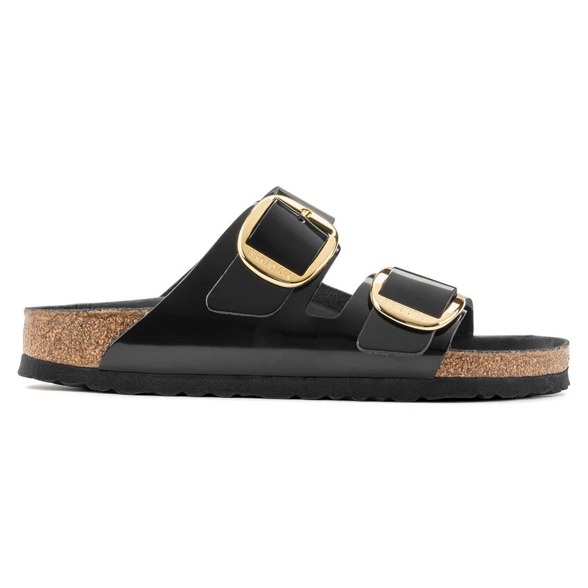 Birkenstock Arizona Big Buckle Natural Leather Patent in High Shine Black - Image 4