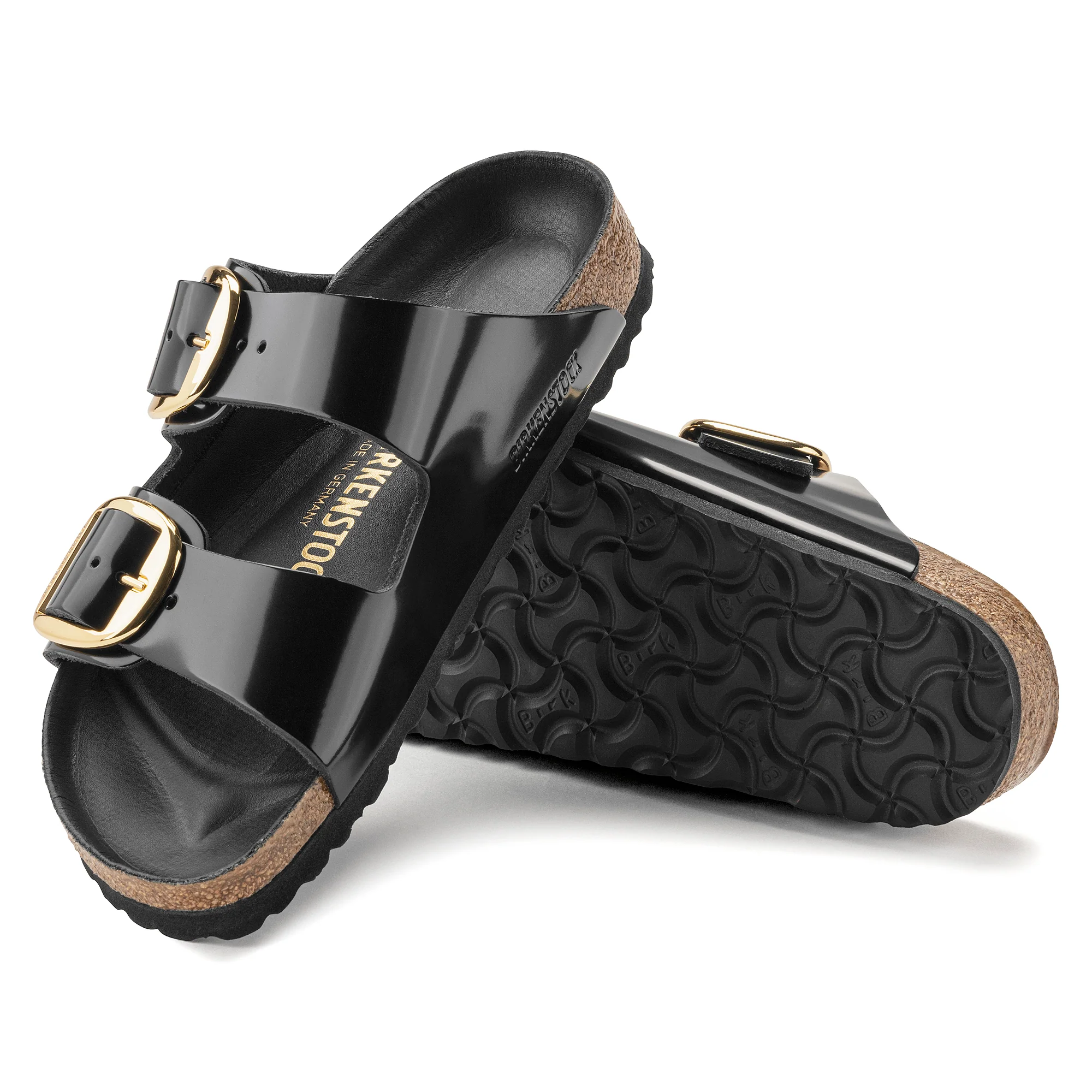 Birkenstock Arizona Big Buckle Natural Leather Patent in High Shine Black - Image 5