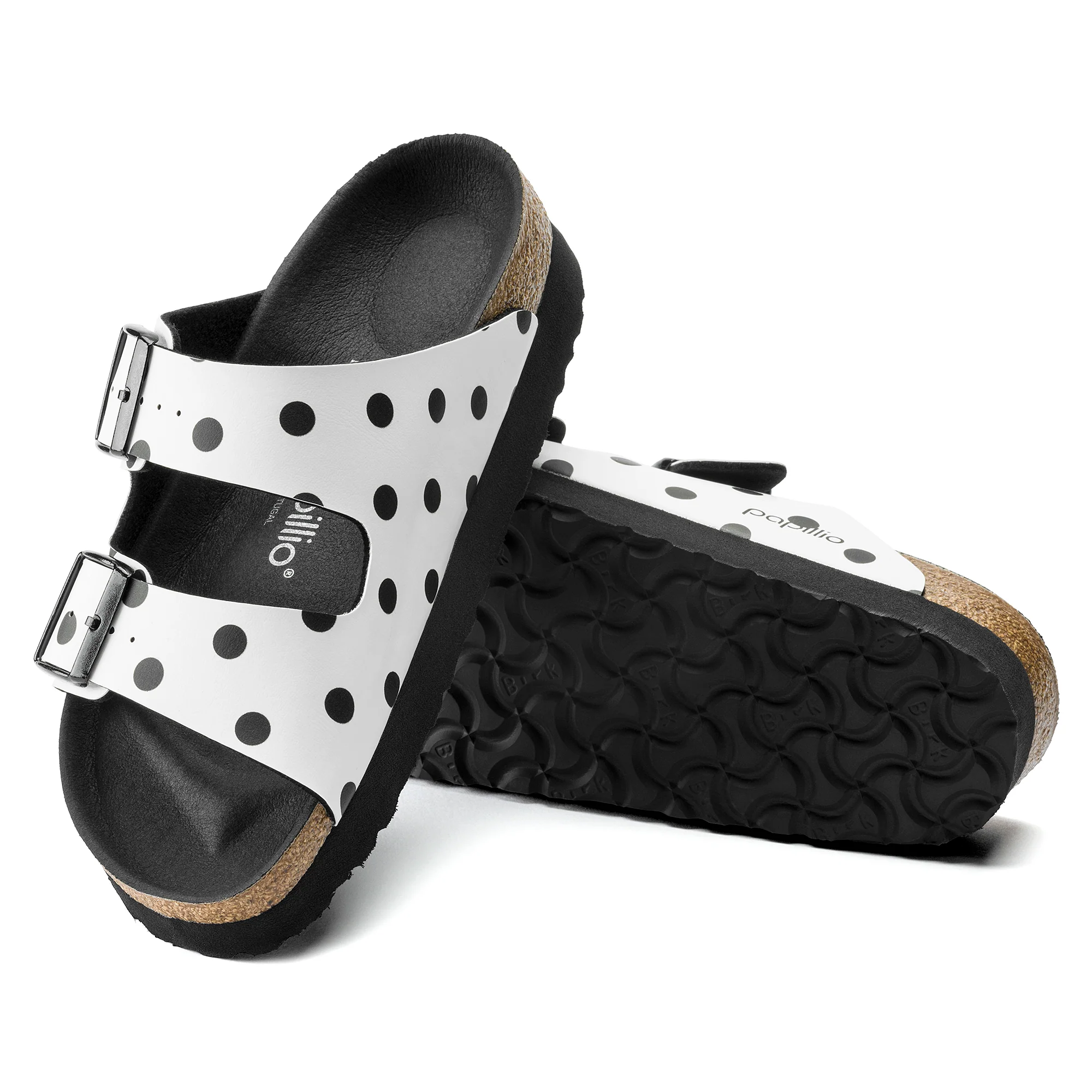 Birkenstock Arizona Platform Birko-Flor in White Black Dots - Image 3
