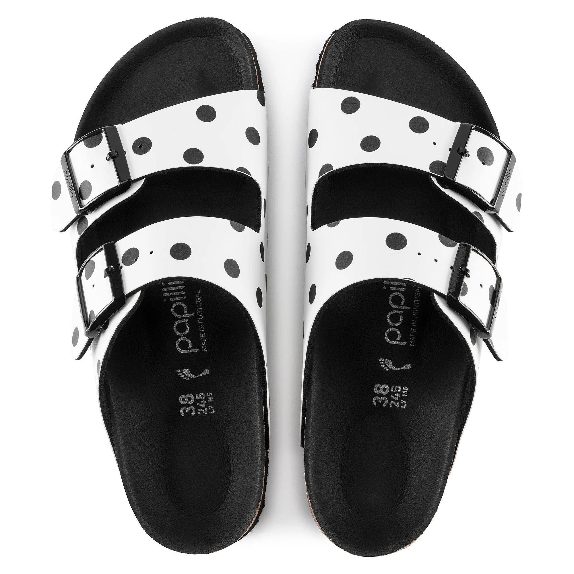 Birkenstock Arizona Platform Birko-Flor in White Black Dots - Image 4