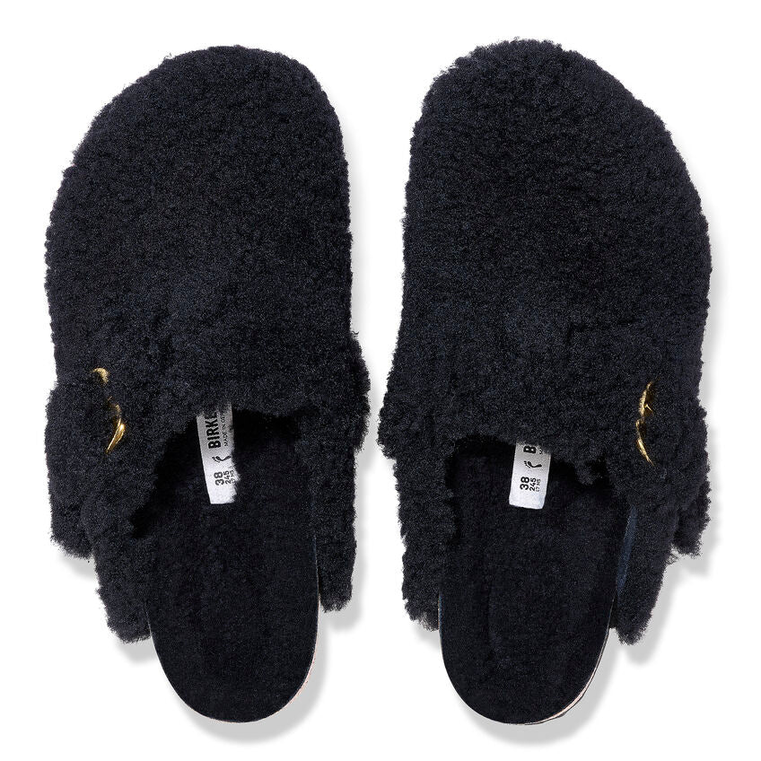 Birkenstock Boston Big Buckle Shearling in Black Gold - Image 5