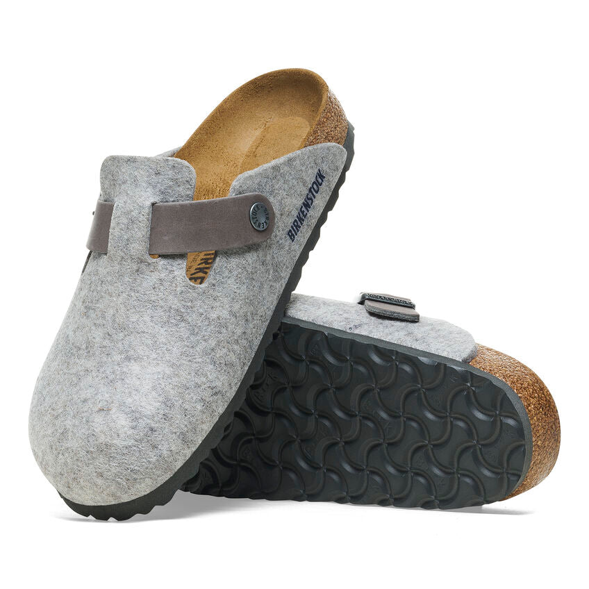 Birkenstock Boston Natural Leather/Felt in Light Grey - Image 2