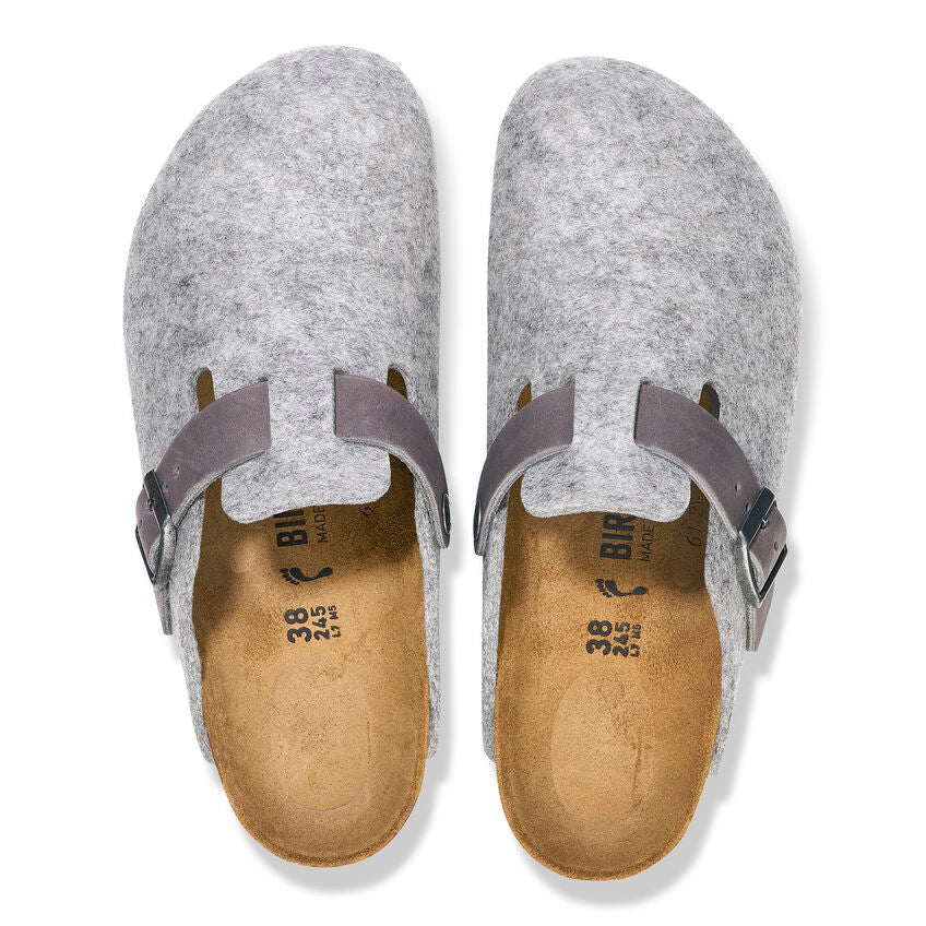 Birkenstock Boston Natural Leather/Felt in Light Grey - Image 3