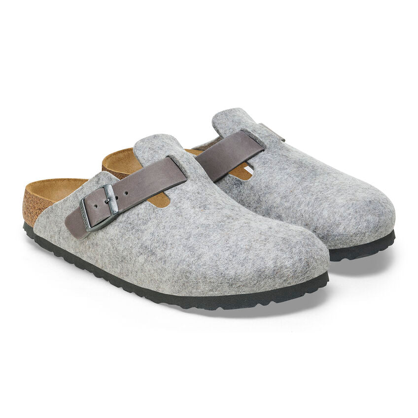 Birkenstock Boston Natural Leather/Felt in Light Grey - Image 4