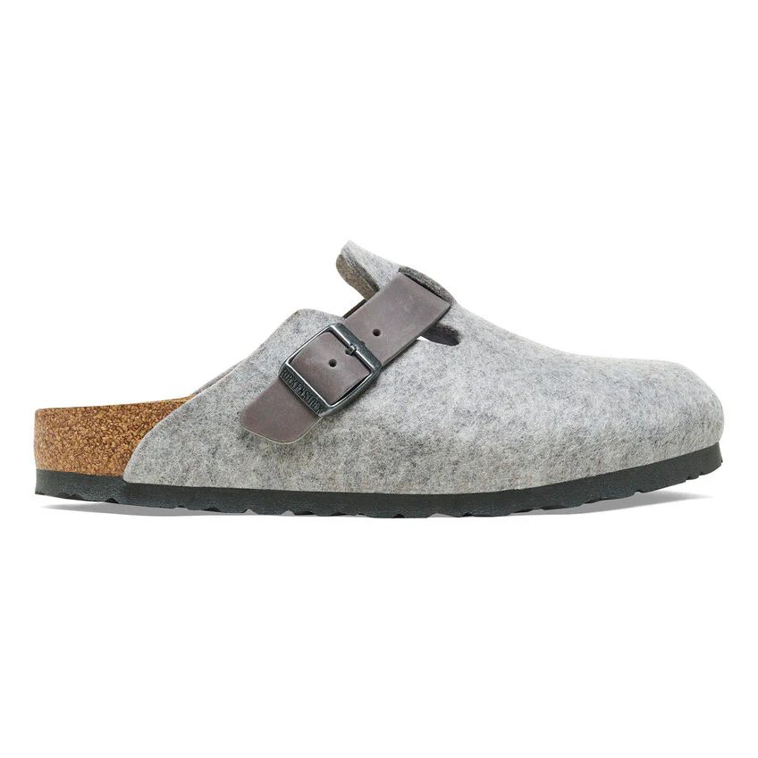 Birkenstock Boston Natural Leather/Felt in Light Grey - Image 5