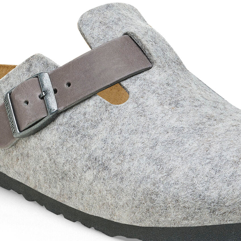 Birkenstock Boston Natural Leather/Felt in Light Grey - Image 6