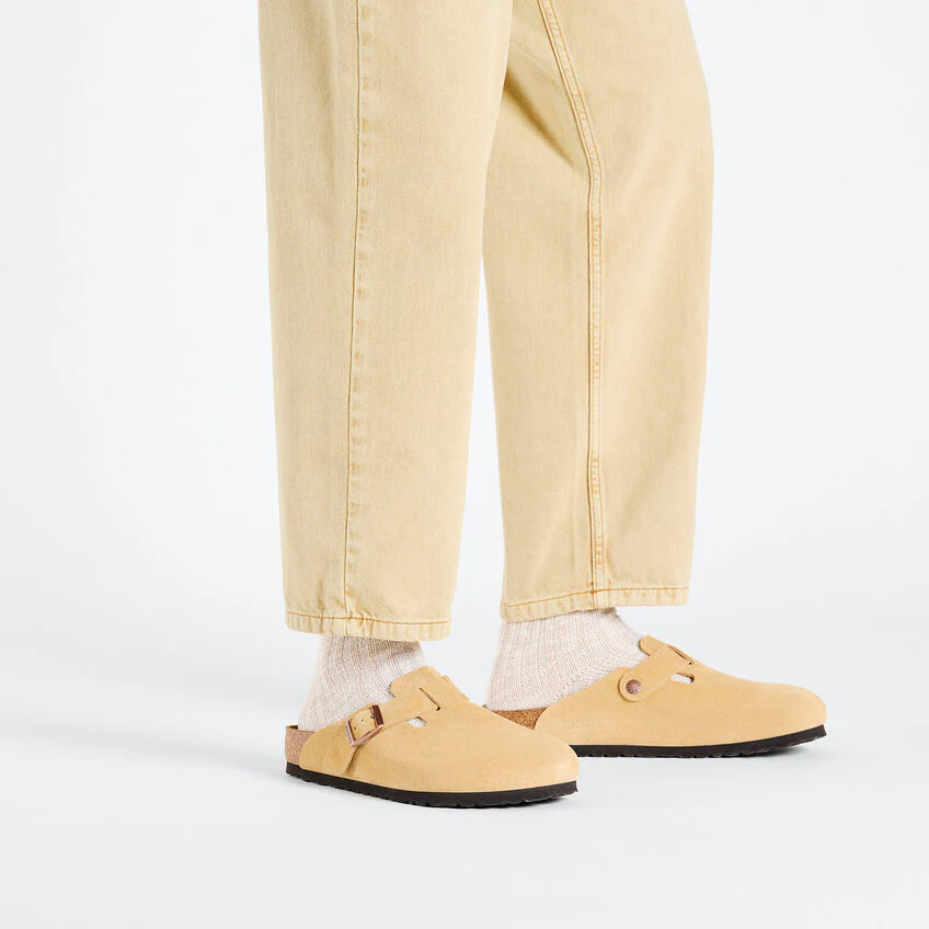 Birkenstock Boston Suede Leather Clog in Latte Cream - Image 3