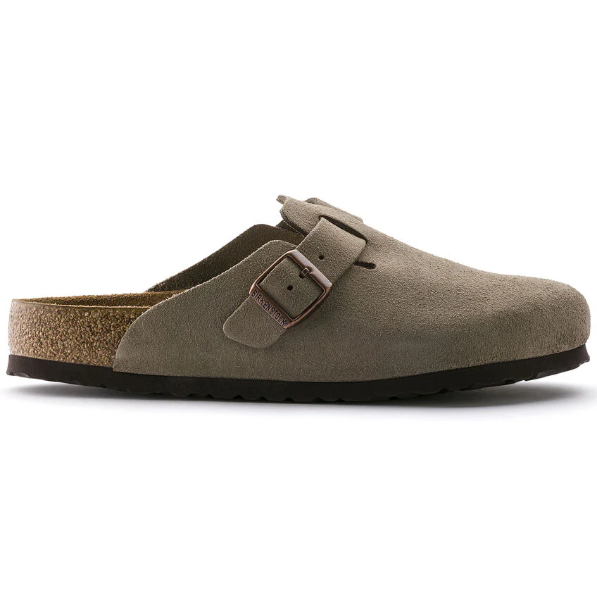 Birkenstock Boston Soft Footbed Suede Leather in Taupe - Image 3