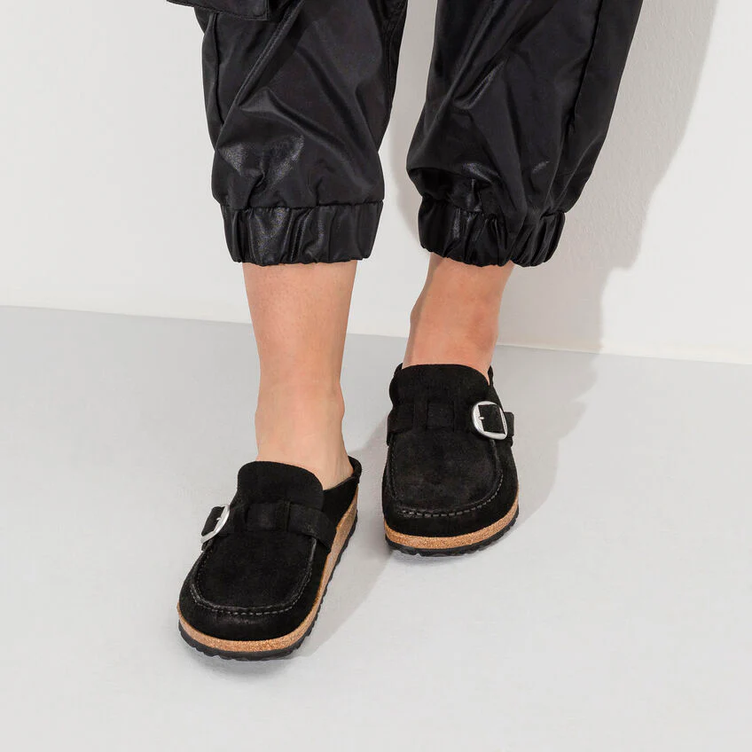 Birkenstock Buckley Suede Leather Clog in Black - Image 2