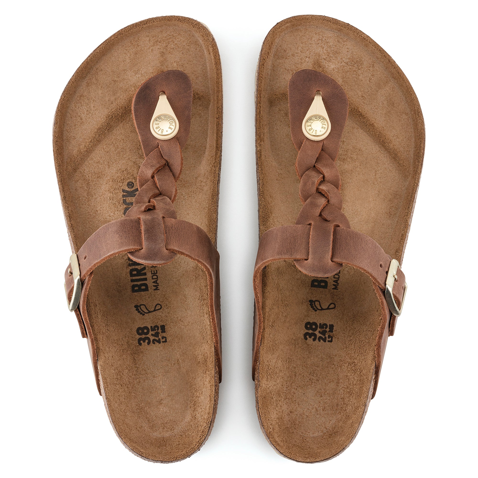 Birkenstock Gizeh Braid Oiled Leather Sandal in Cognac - Image 5