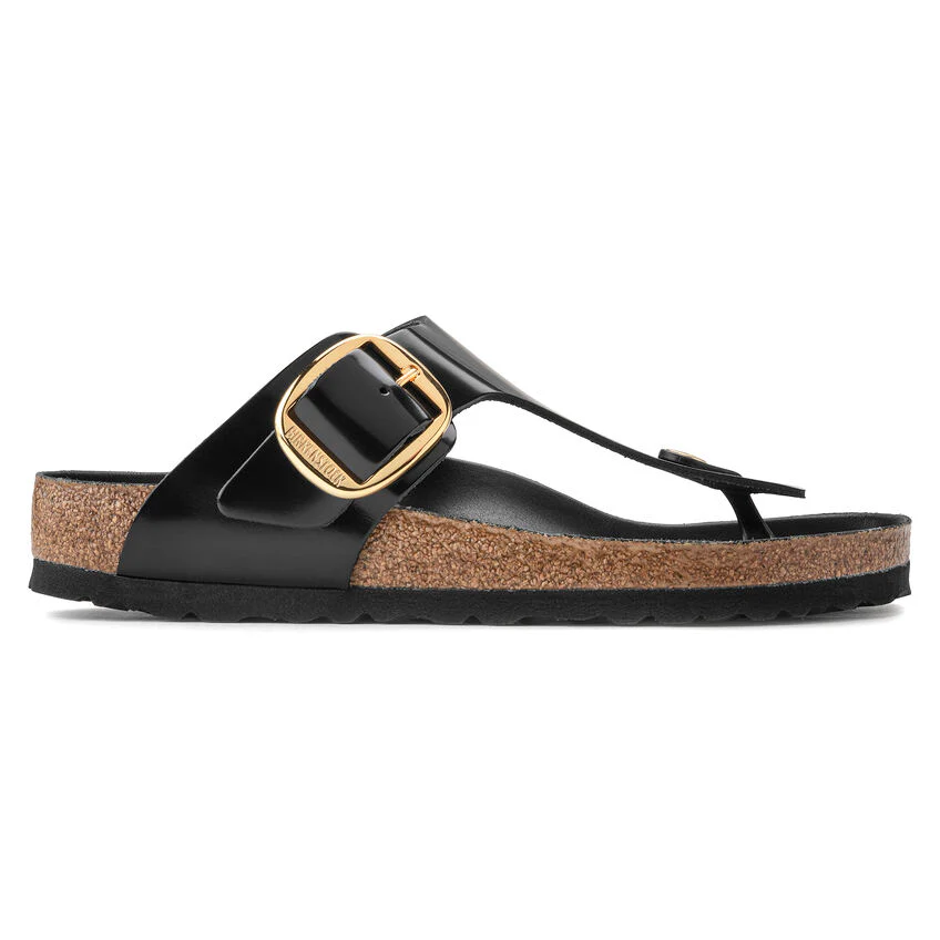 Birkenstock Gizeh Big Buckle Natural Patent in High Shine Black - Image 3
