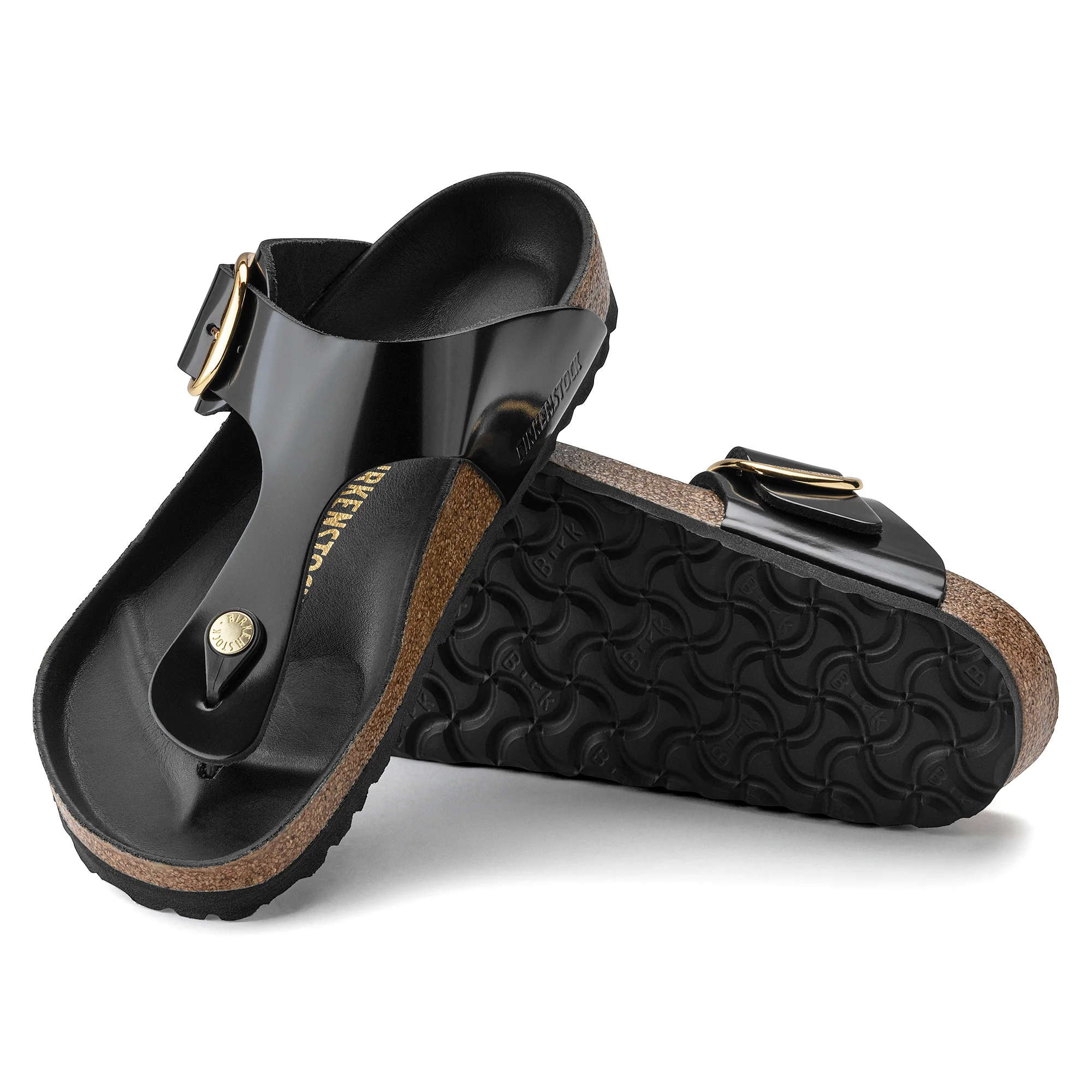 Birkenstock Gizeh Big Buckle Natural Patent in High Shine Black - Image 5
