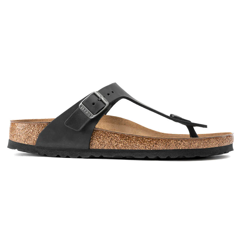 Birkenstock Gizeh Oiled Leather Sandal in Black - Image 3