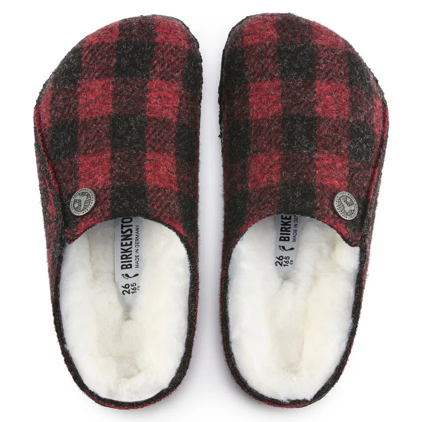 Birkenstock Kid's Zermatt Shearling in Plaid Red - Image 5