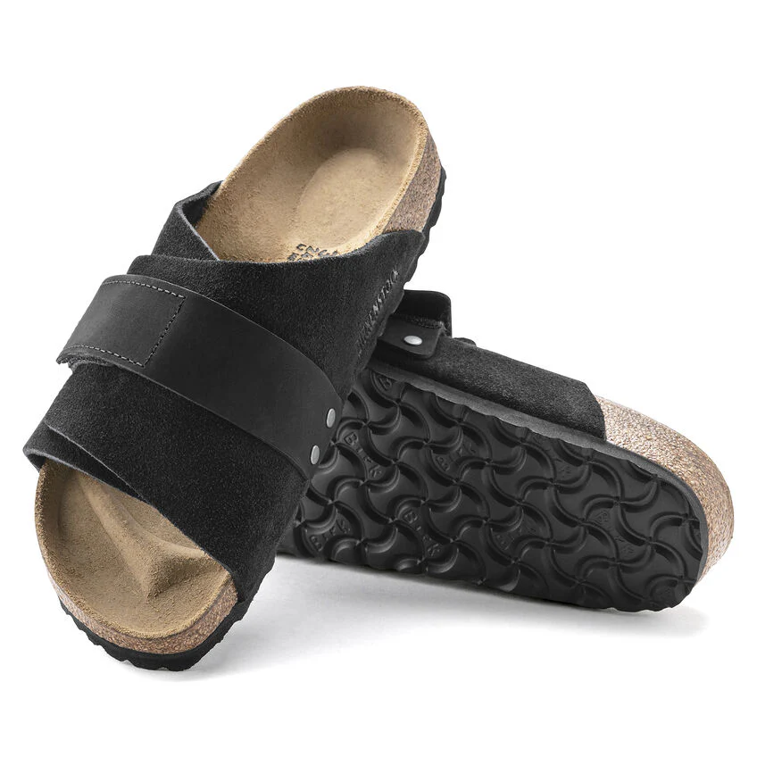 Birkenstock Kyoto Nubuck Leather Suede Leather Sandal in Black - Image 6