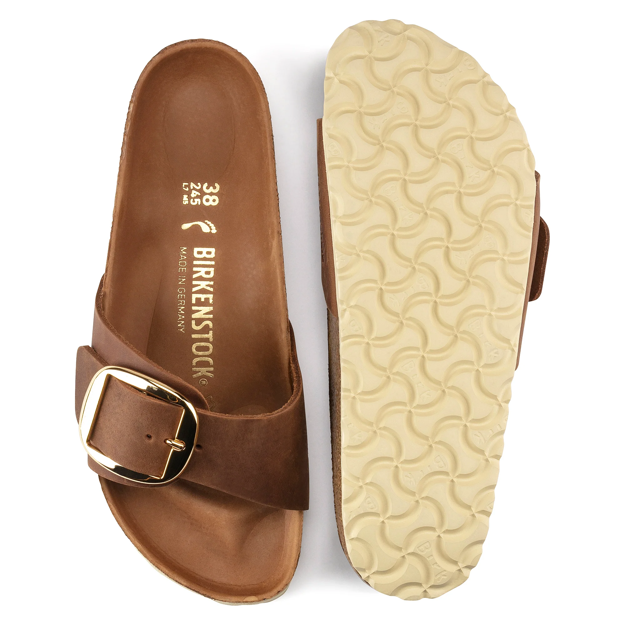 Birkenstock Madrid Big Buckle Oiled Leather in Cognac - Image 12