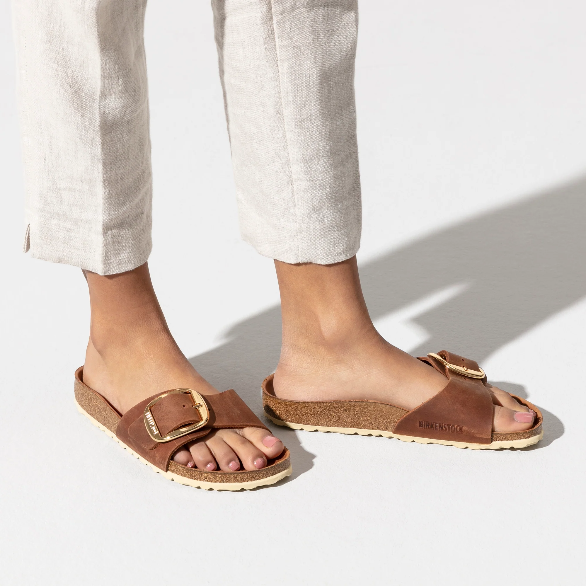 Birkenstock Madrid Big Buckle Oiled Leather in Cognac - Image 3