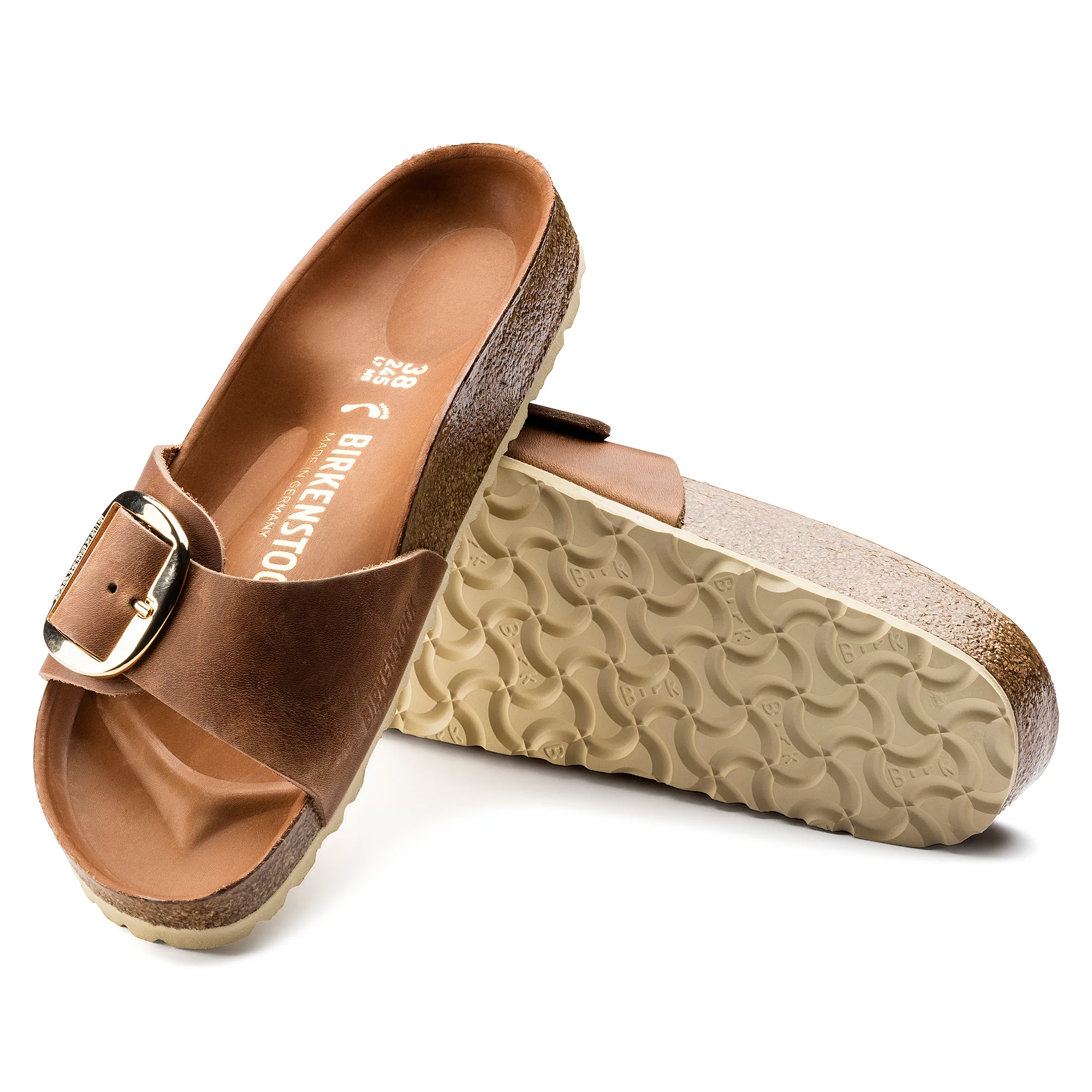 Birkenstock Madrid Big Buckle Oiled Leather in Cognac - Image 4