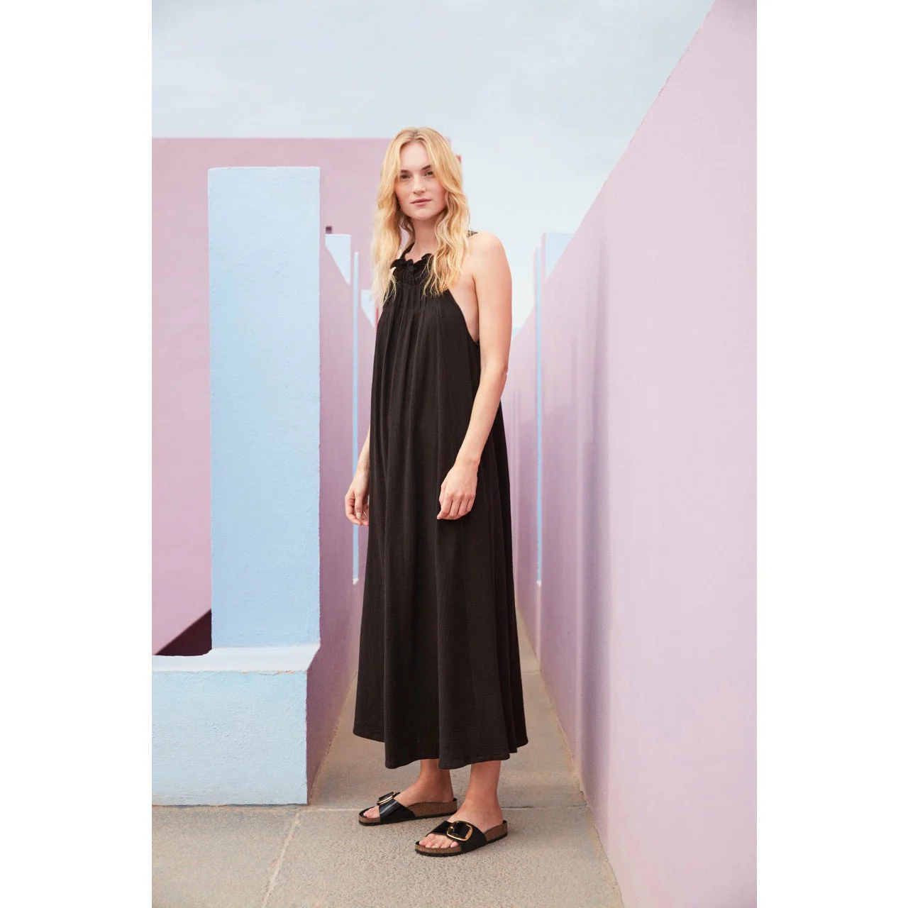 Birkenstock Madrid Big Buckle Natural Leather Patent in High Shine Black - Image 8