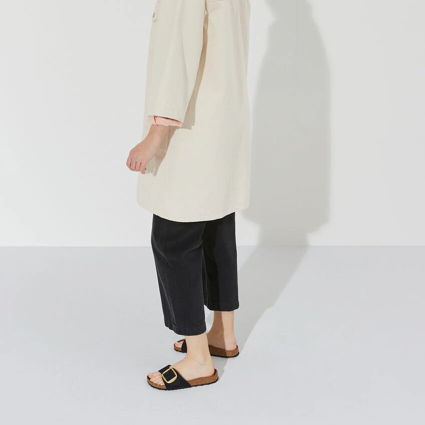 Birkenstock Madrid Big Buckle Nubuck Leather in Black - Image 4