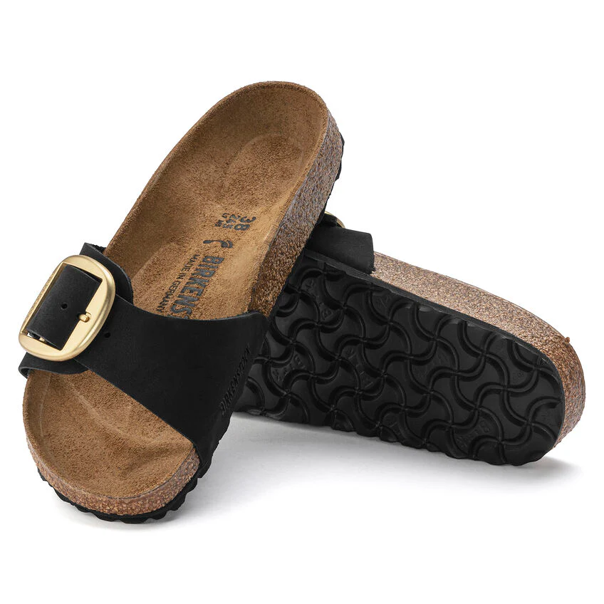 Birkenstock Madrid Big Buckle Nubuck Leather in Black - Image 5