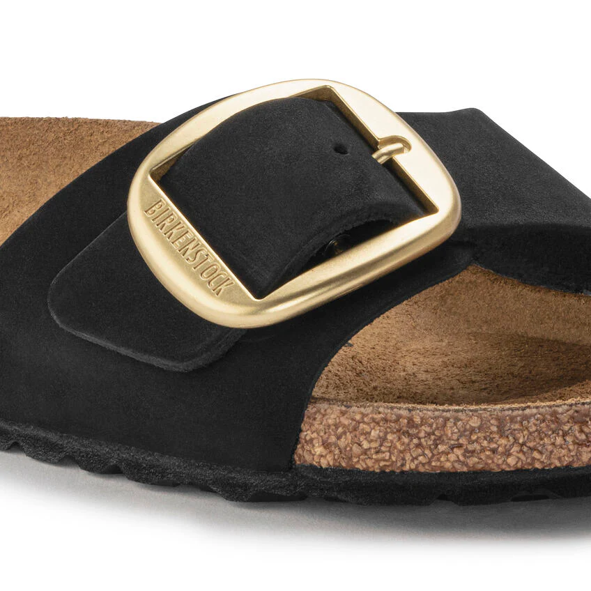 Birkenstock Madrid Big Buckle Nubuck Leather in Black - Image 8