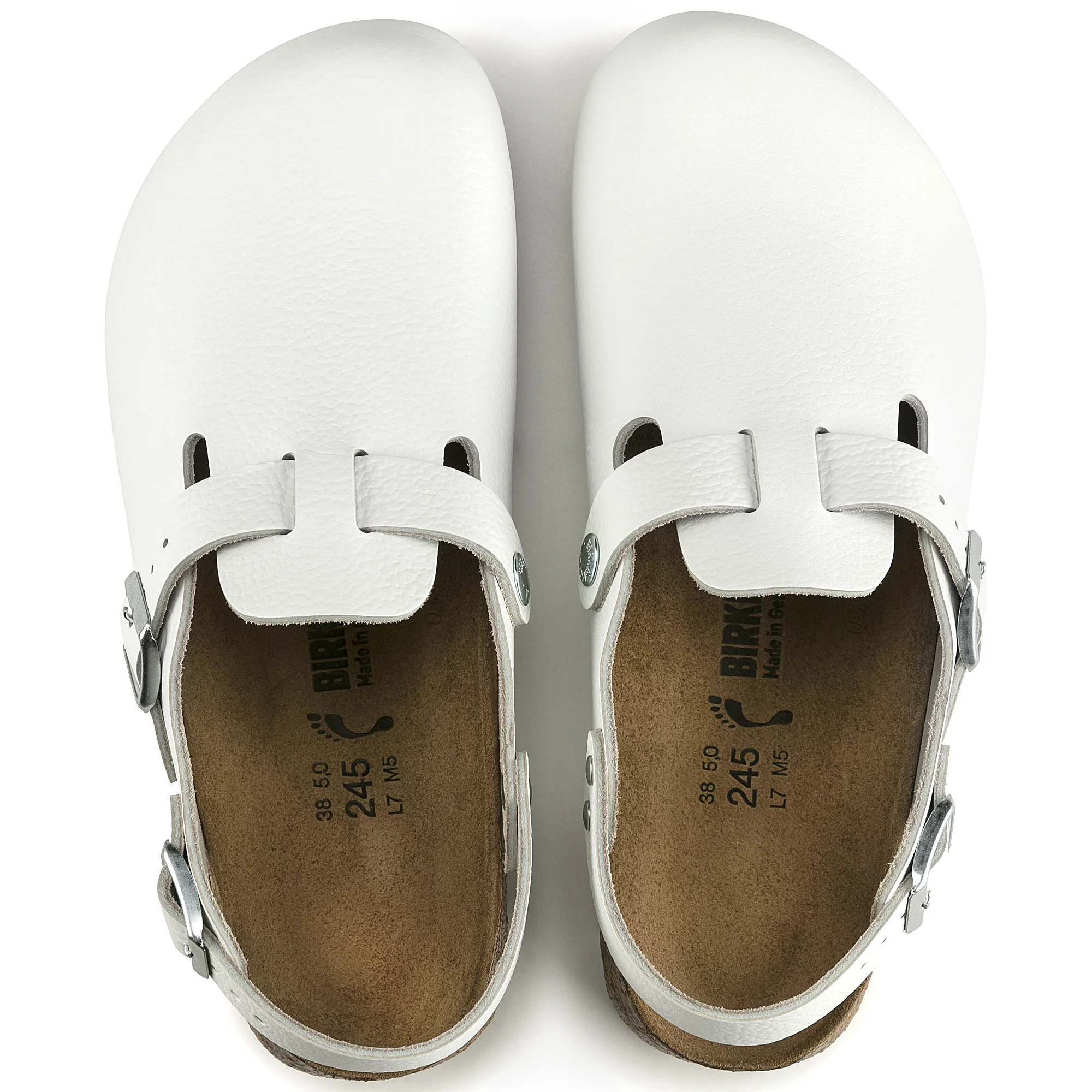 Birkenstock Tokio Super Grip Leather Clog Classic Footbed in White - Image 3