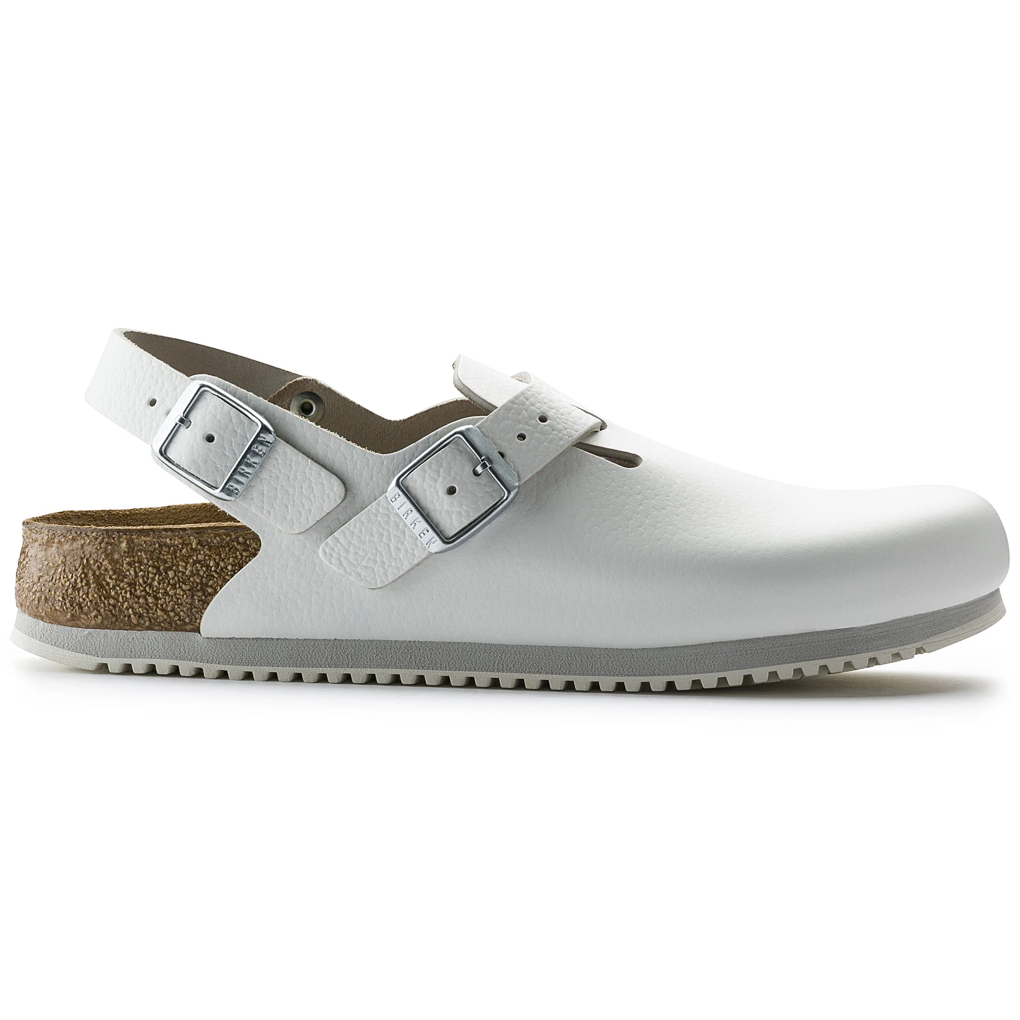 Birkenstock Tokio Super Grip Leather Clog Classic Footbed in White - Image 5