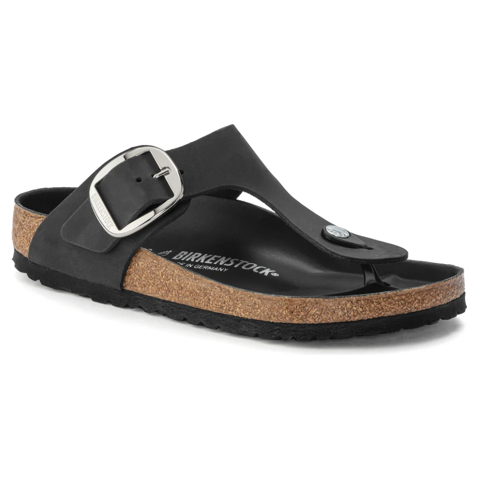 Birkenstock Women Gizeh Big Buckle Oiled Leather in Black