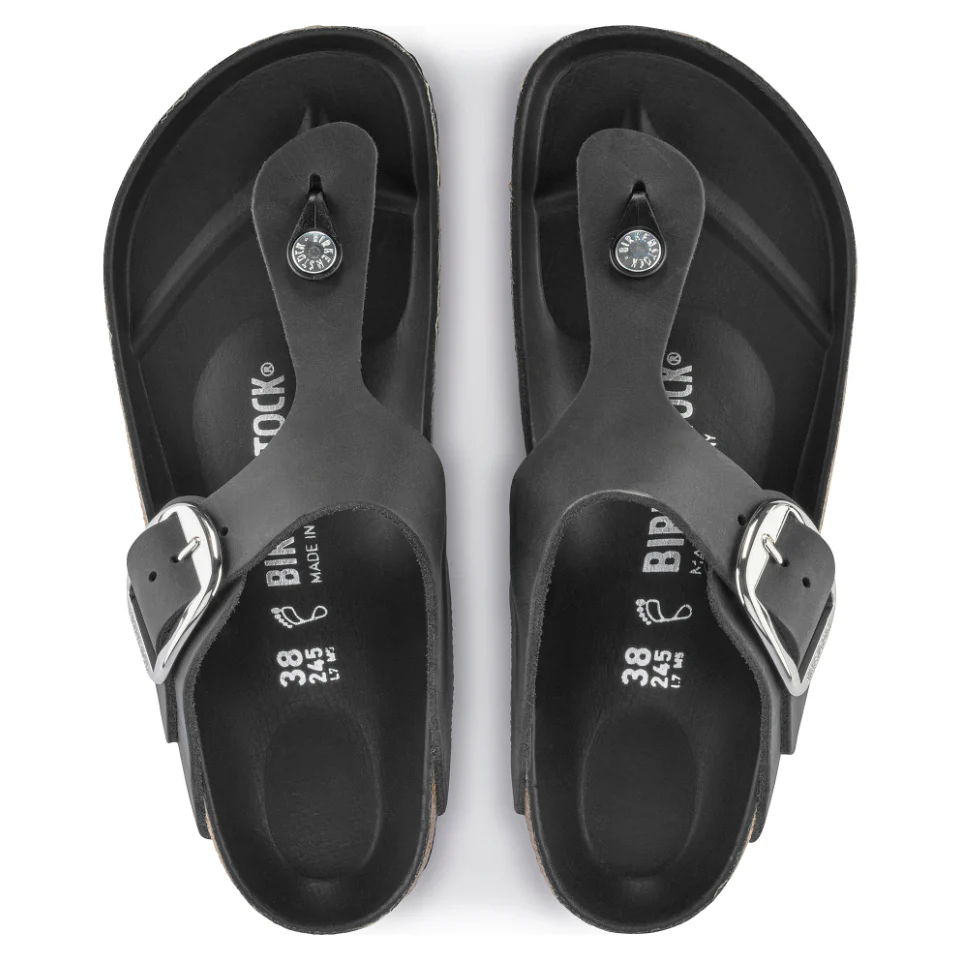 Birkenstock Women Gizeh Big Buckle Oiled Leather in Black - Image 5