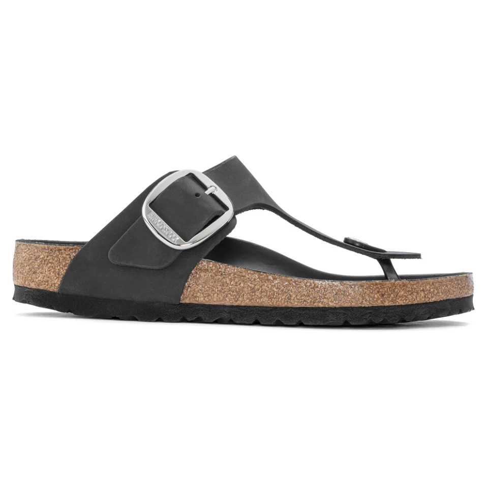 Birkenstock Women Gizeh Big Buckle Oiled Leather in Black - Image 7
