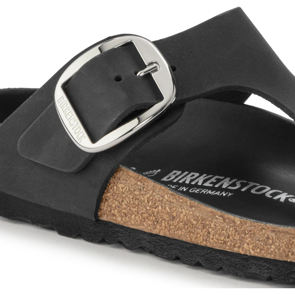 Birkenstock Women Gizeh Big Buckle Oiled Leather in Black - Image 8