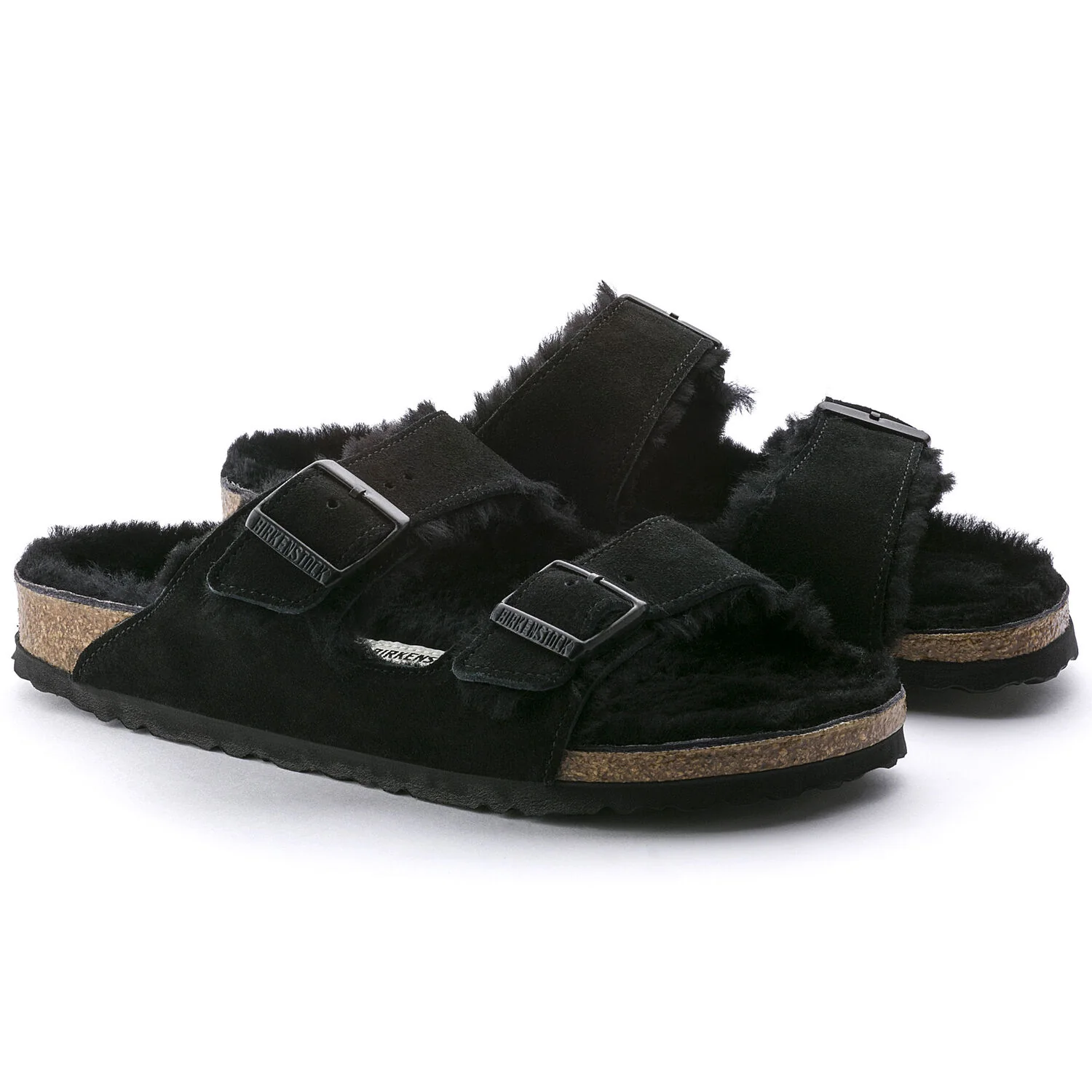 Birkenstock Arizona Shearling Suede Sandal in Black - Image 6