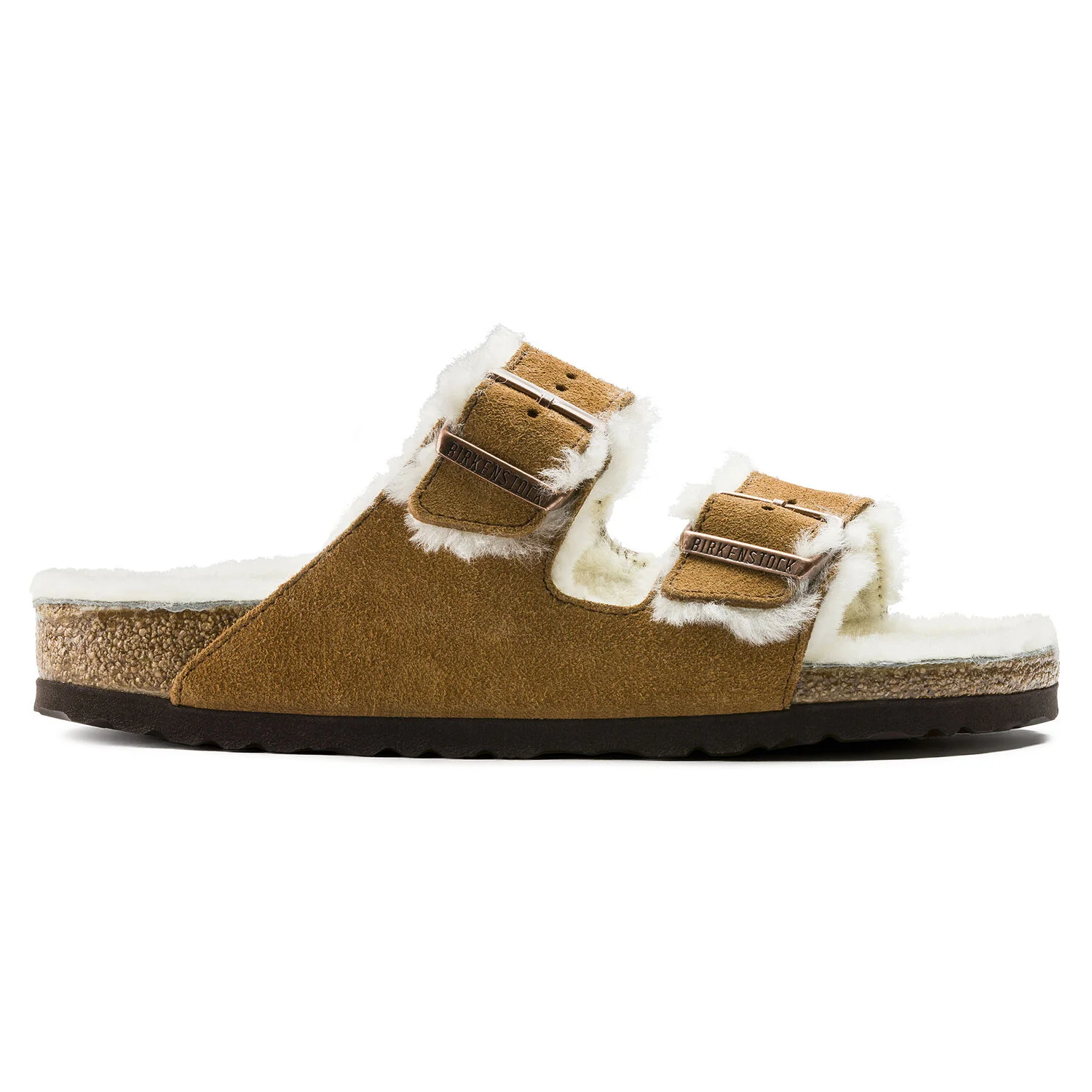 Birkenstock Arizona Shearling Suede Sandal in Mink - Image 3