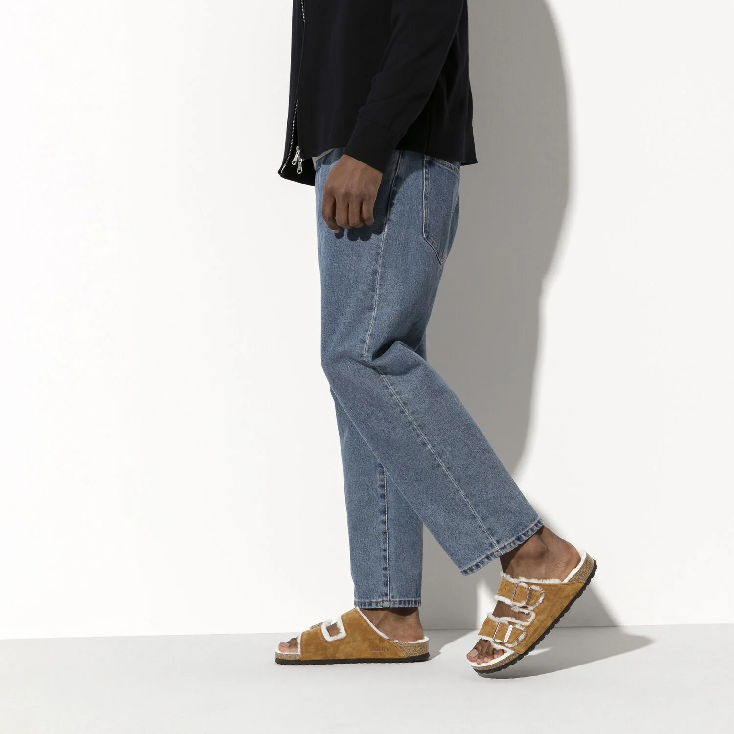 Birkenstock Arizona Shearling Suede Sandal in Mink - Image 4