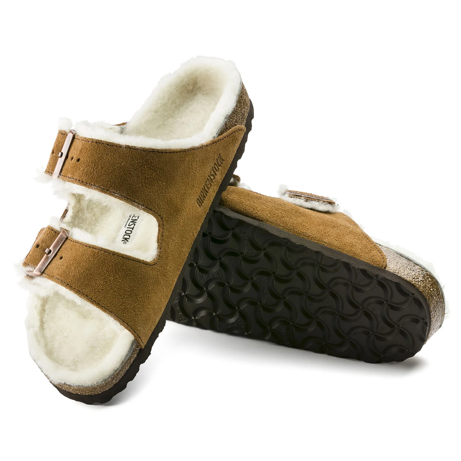 Birkenstock Arizona Shearling Suede Sandal in Mink - Image 5