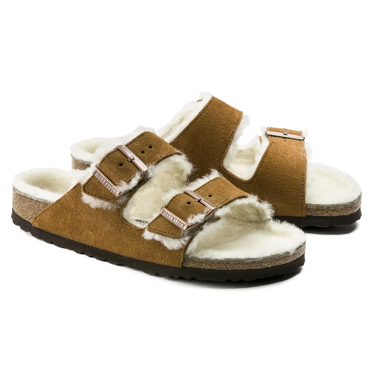 Birkenstock Arizona Shearling Suede Sandal in Mink - Image 7