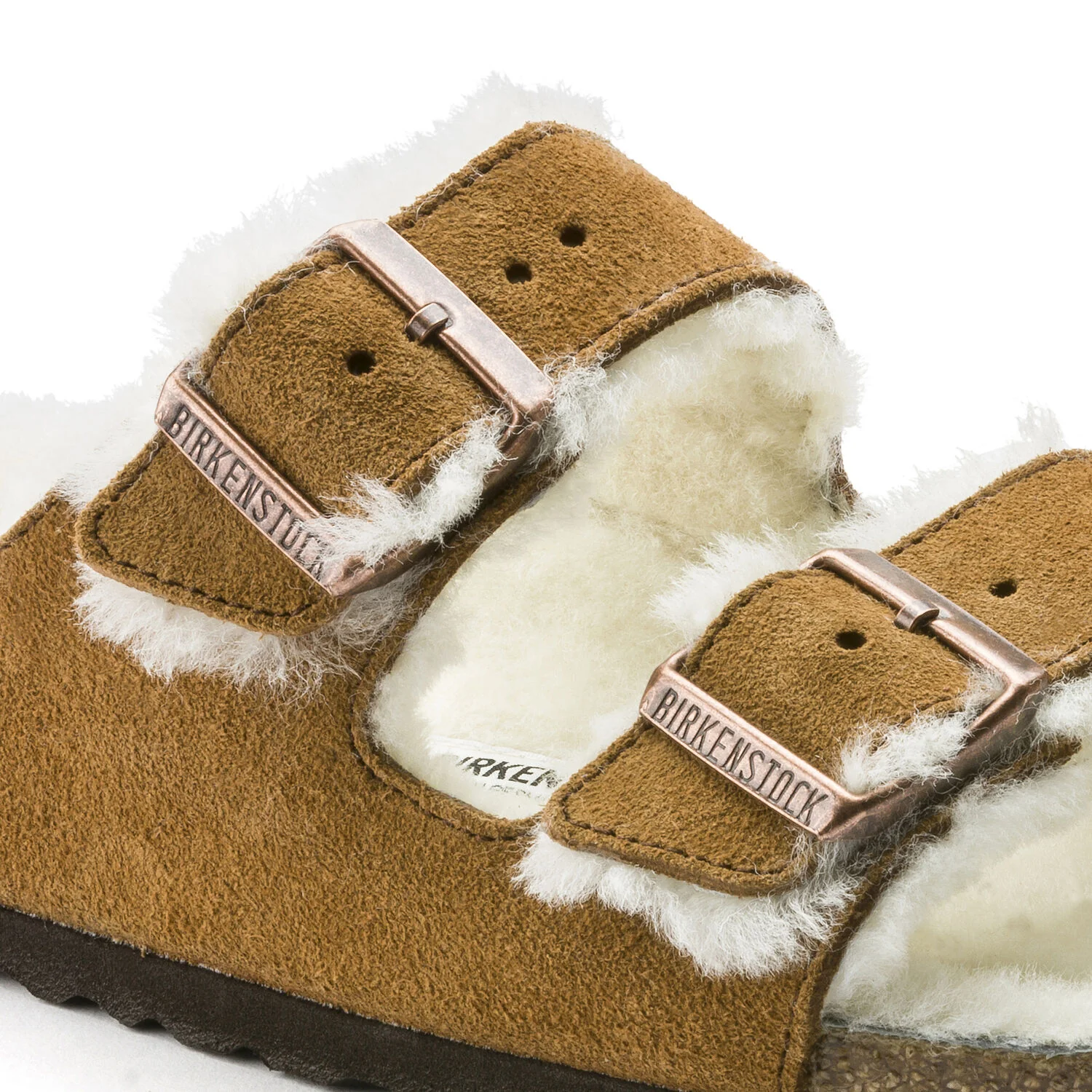 Birkenstock Arizona Shearling Suede Sandal in Mink - Image 8
