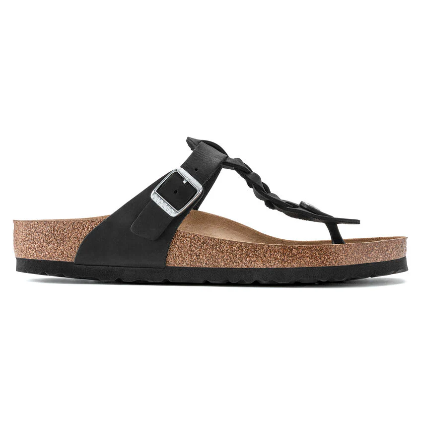 Birkenstock Gizeh Braid Oiled Leather Sandal in Black - Image 3