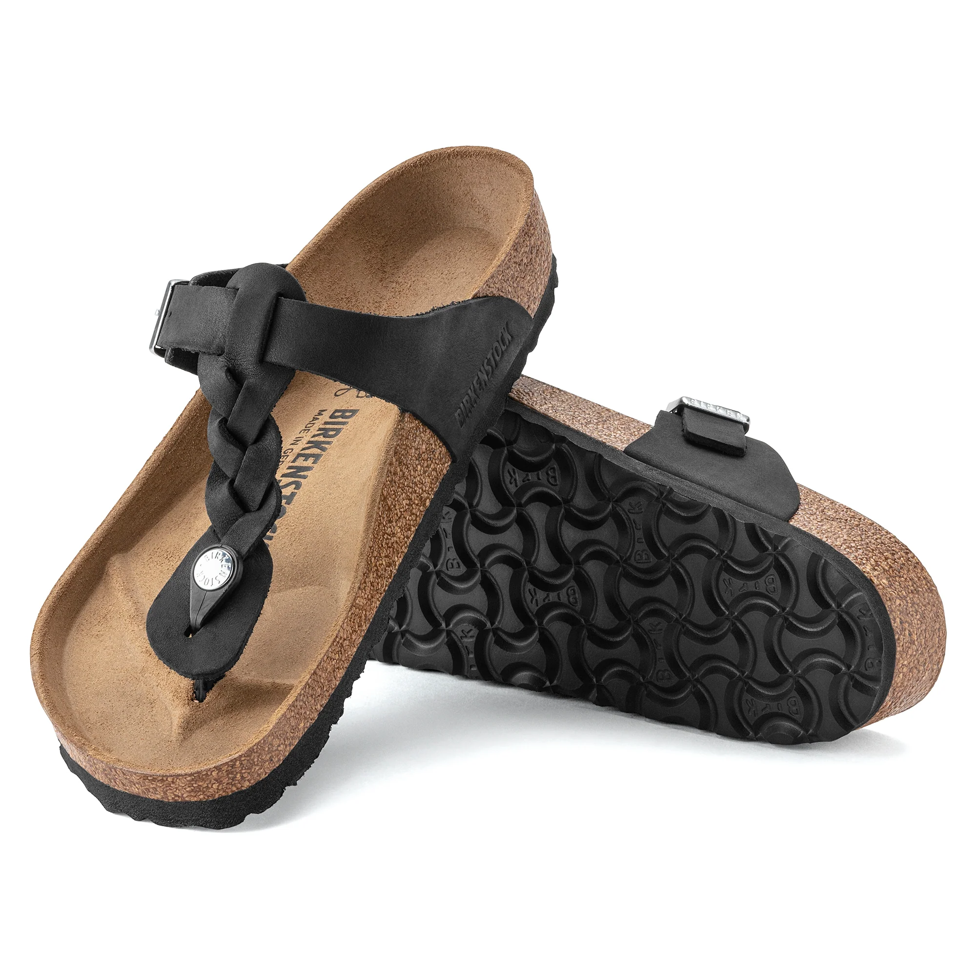 Birkenstock Gizeh Braid Oiled Leather Sandal in Black - Image 4