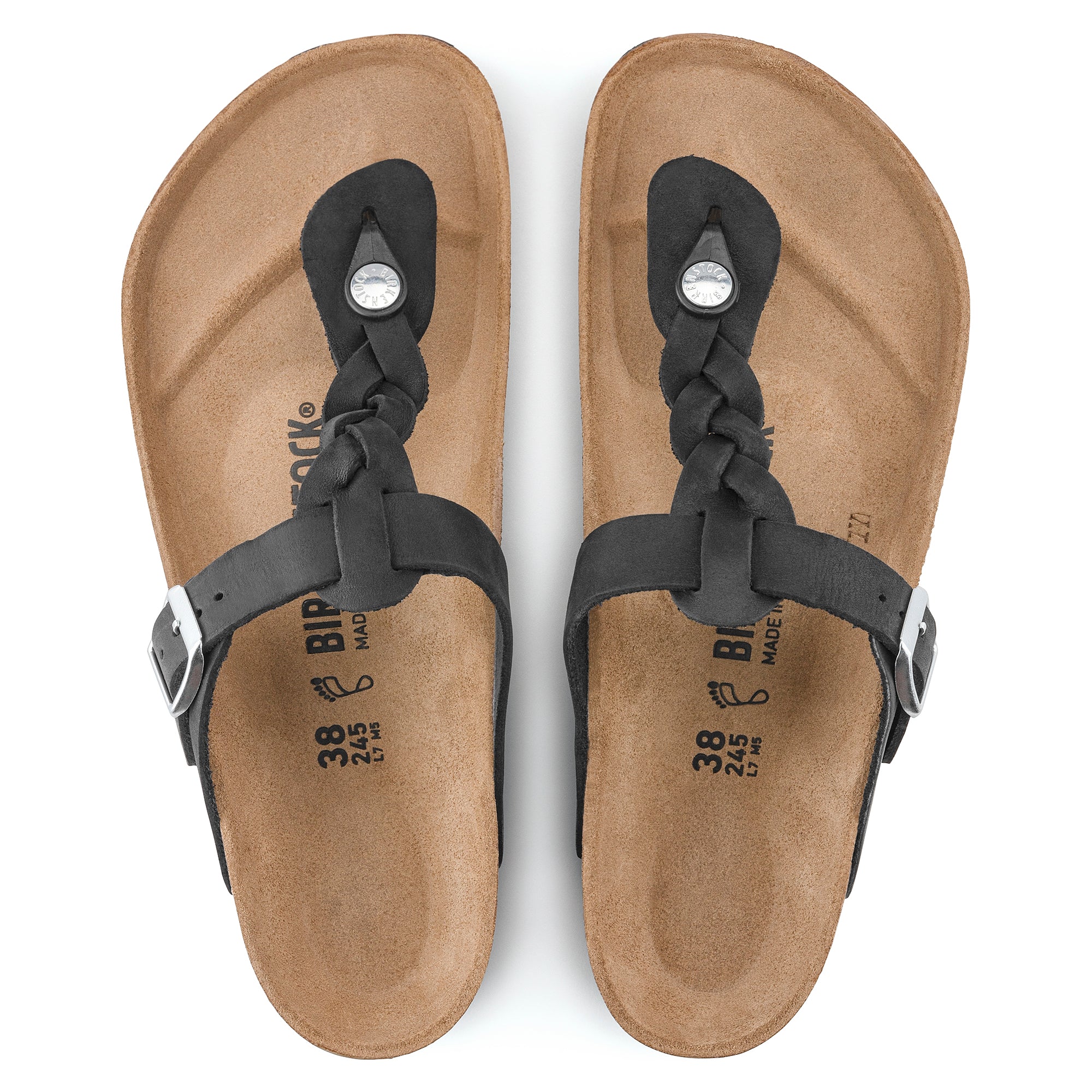 Birkenstock Gizeh Braid Oiled Leather Sandal in Black - Image 5