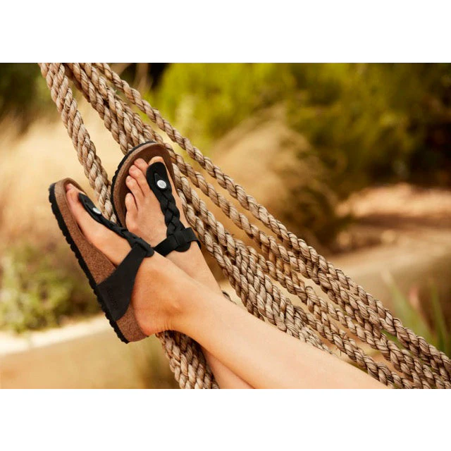 Birkenstock Gizeh Braid Oiled Leather Sandal in Black - Image 6