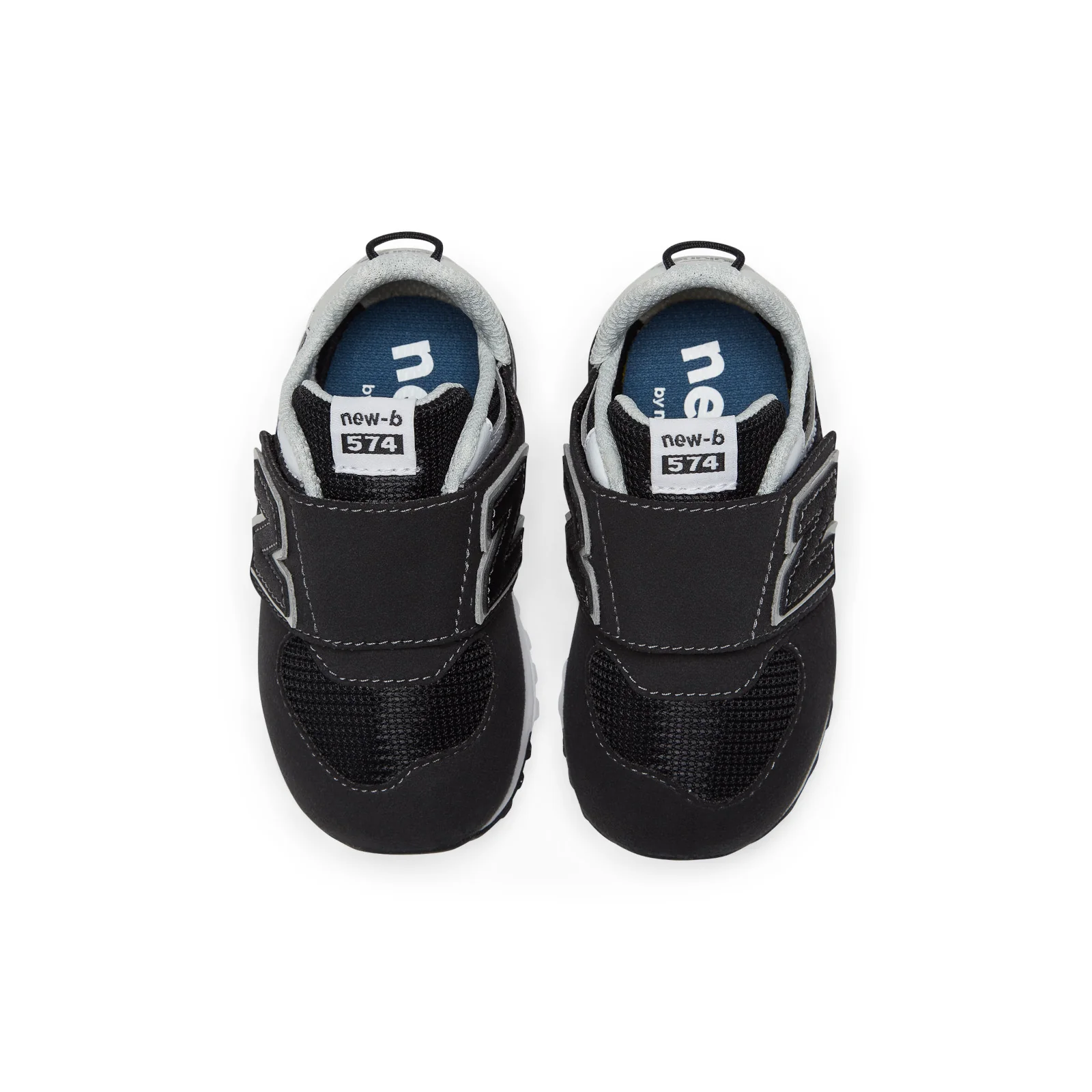 New Balance Toddler 574 B Hook & Loop in Black with Silver Metallic - Image 3