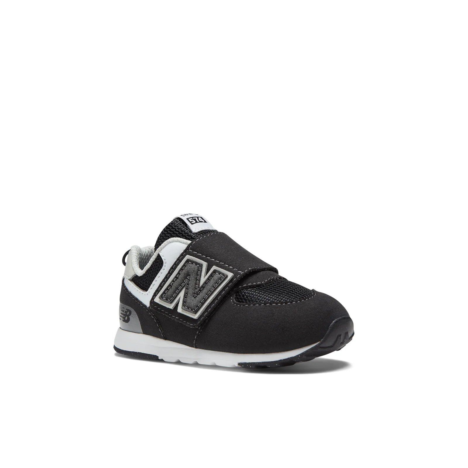 New Balance Toddler 574 B Hook & Loop in Black with Silver Metallic - Image 4
