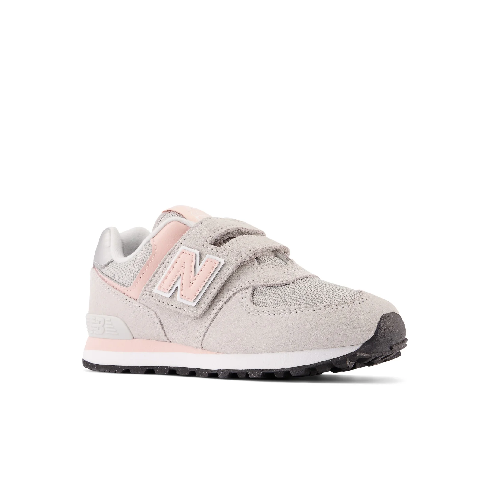 New Balance Kid's 574 Core Hook & Loop in Rain cloud with Pink Haze - Image 2