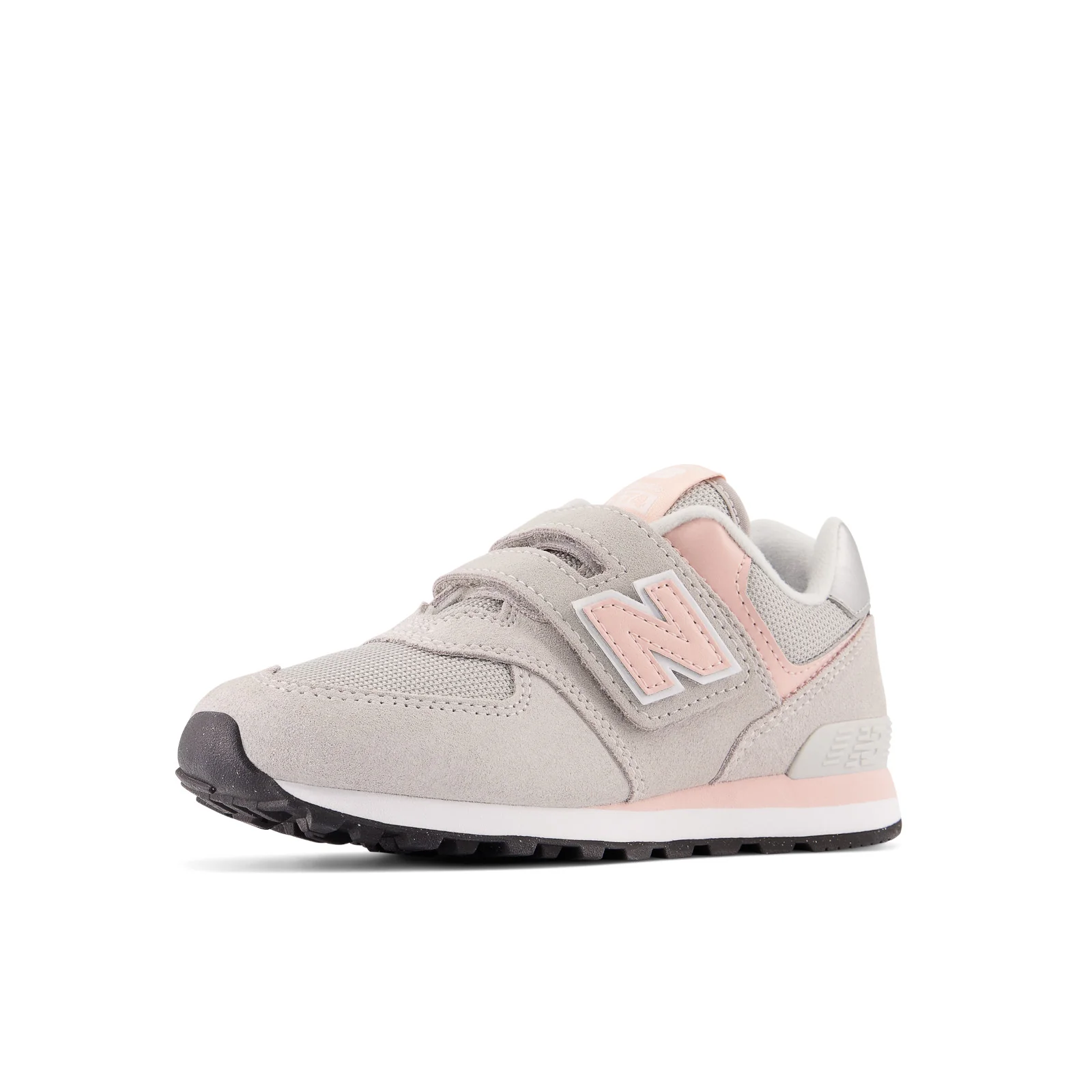 New Balance Kid's 574 Core Hook & Loop in Rain cloud with Pink Haze - Image 4