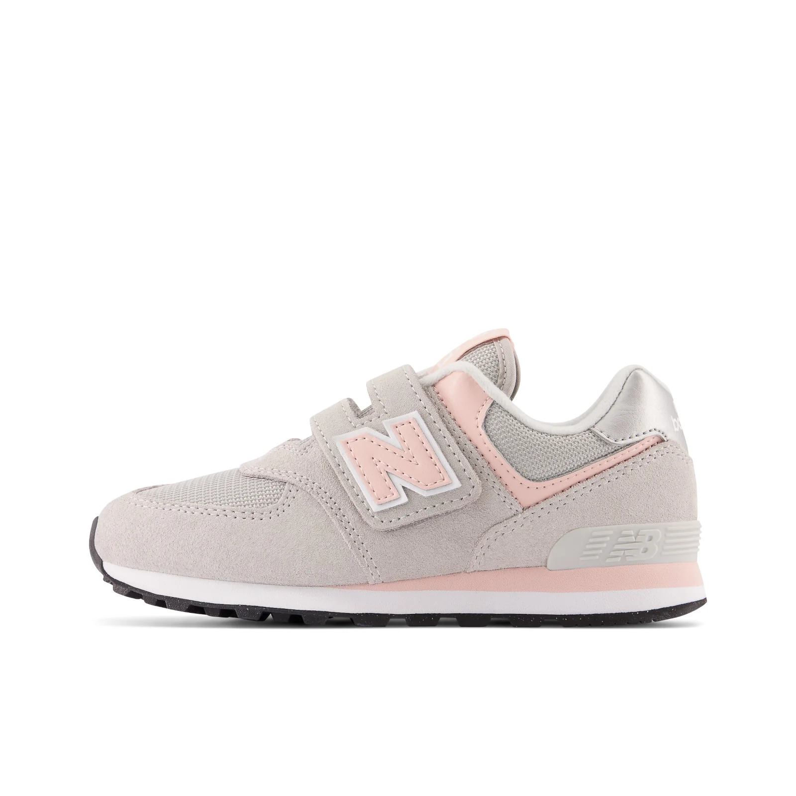 New Balance Kid's 574 Core Hook & Loop in Rain cloud with Pink Haze - Image 5