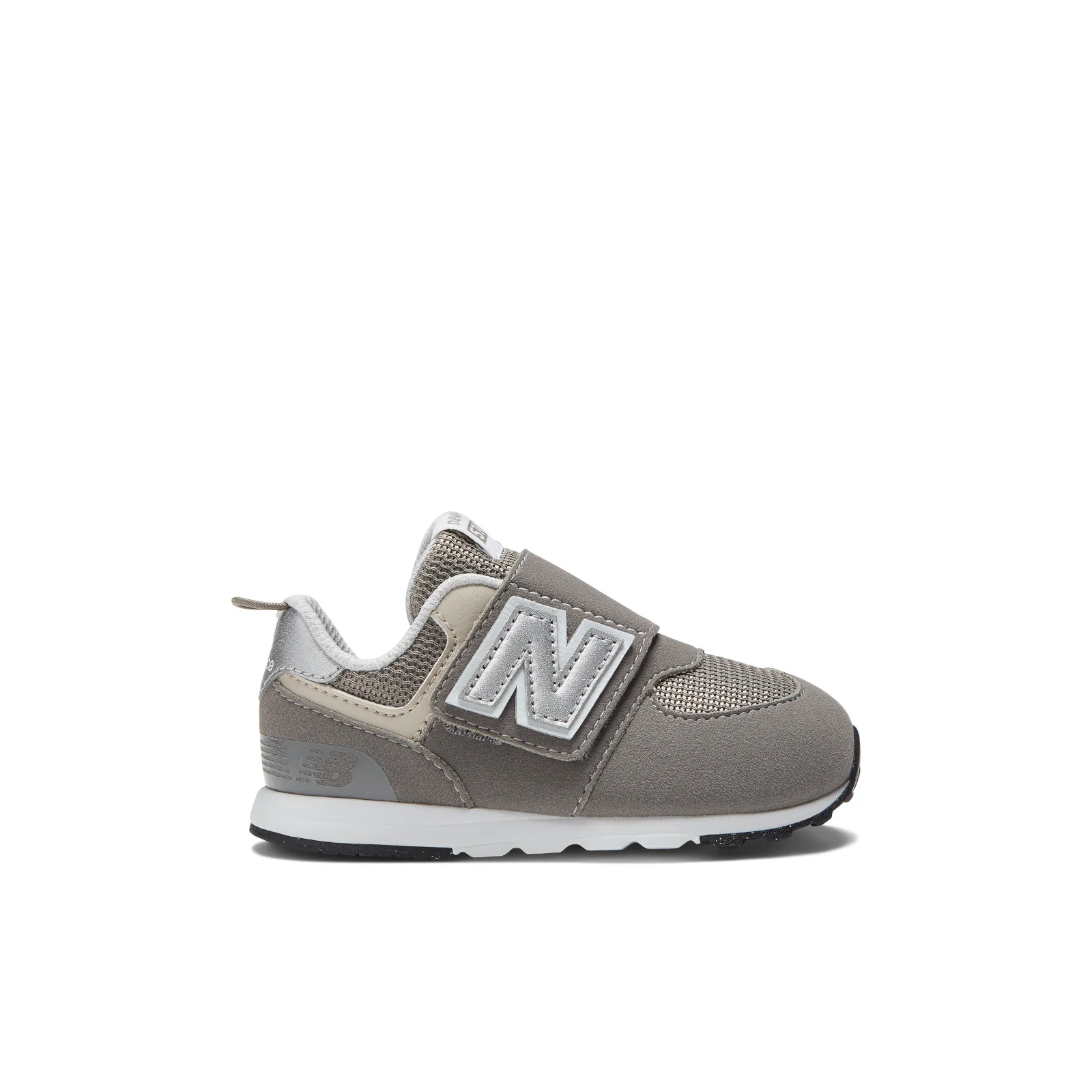 New Balance Kids' 574 NEW-B Hook & Loop in Rain Cloud with Silver Metallic